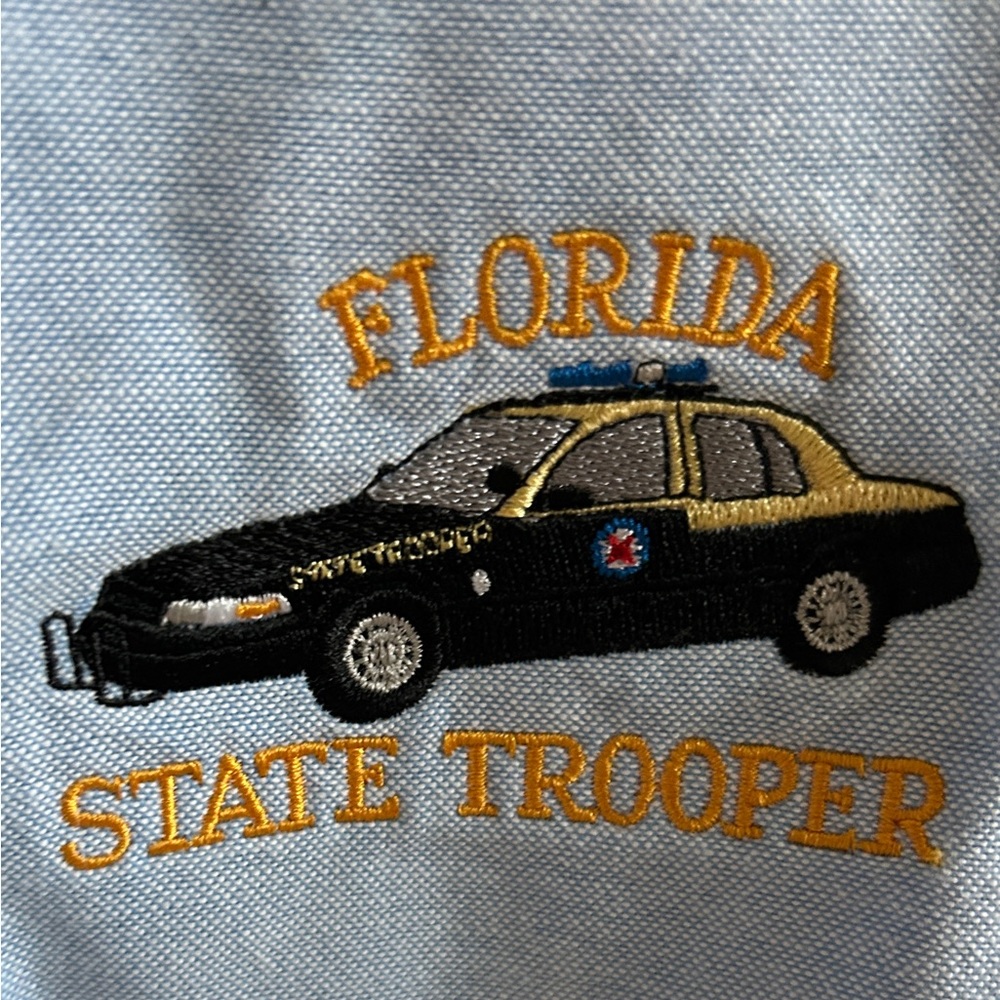 Van Heusen Florida State Trooper Blue Button Down Men’s Shirt 17-17.5 XL